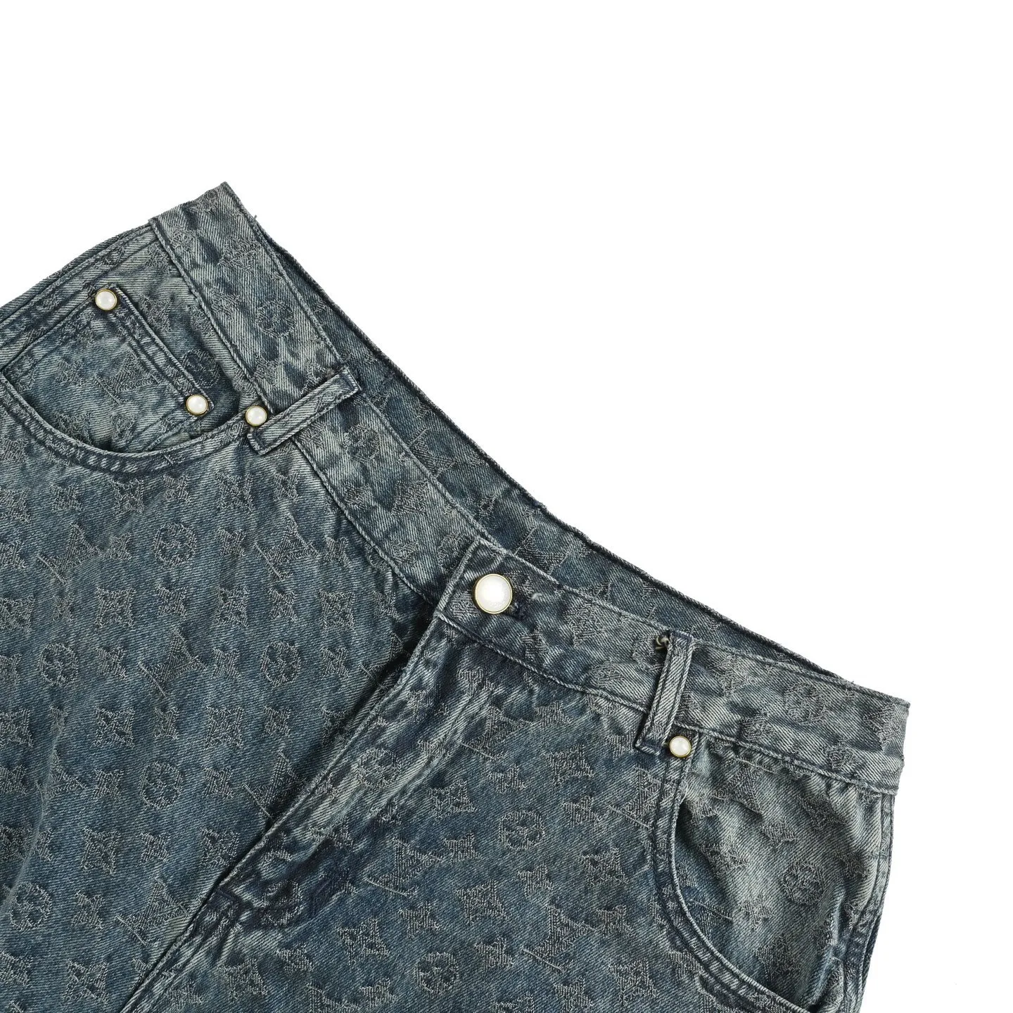 Louis Vuitton/Louis Vuitton 25ss all-over old flower jacquard suit denim shorts